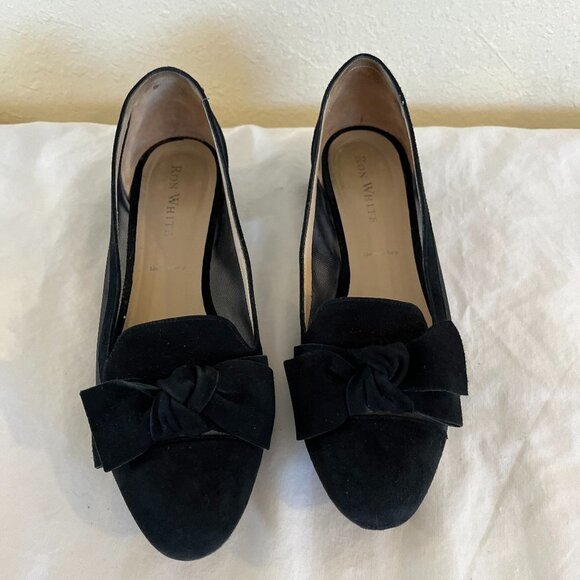 Ron white Shoes - Luxury Ron White Women's Black Made In Italy Hettie Suede Loafer Heels  Sz 39